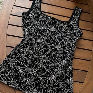 Anne Fontaine Black Top with Gold Embroidered  Thread Detail